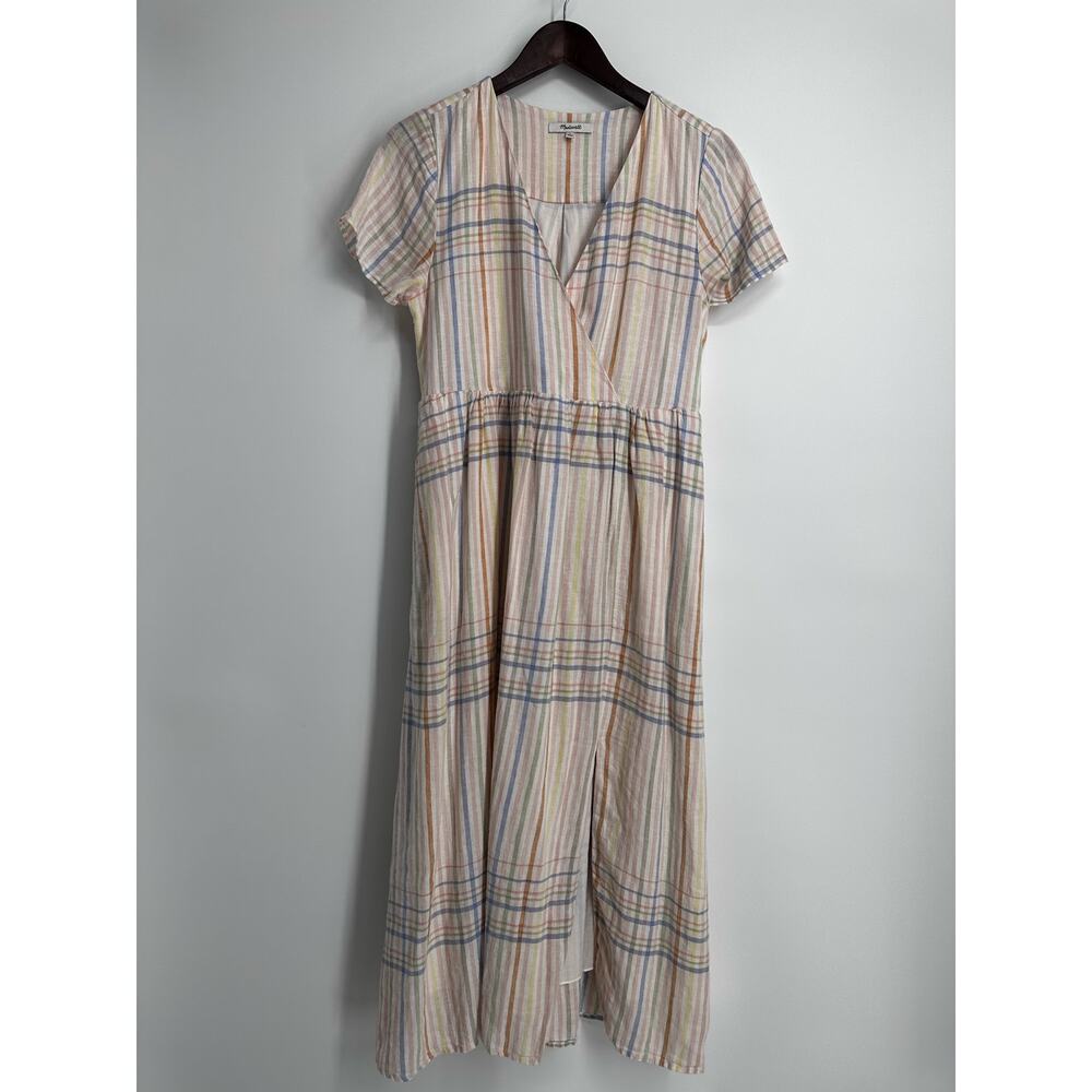 MADEWELL Linen Blend Clara MIDI Dress In Plaid Size Small - Picture 5 of 8